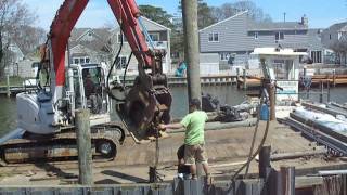 BULKHEAD CONSTRUCTION PILING INSTALLING [upl. by Shaylah898]