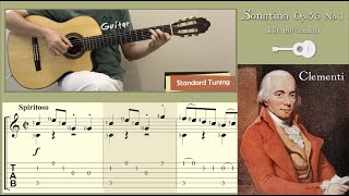 Sonatina Op36 No1 1st movement  Clementi Guitar Notation  TAB [upl. by Allimaj]