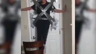 Girl nearly gets strangled by duct tape [upl. by Saraiya]