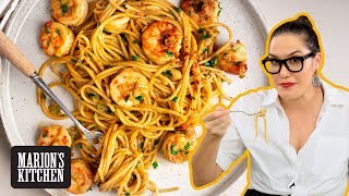 Spicy Garlic Shrimp Spaghetti  Marions Kitchen [upl. by Marsland318]