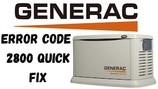 ⚡ Generac Error Code 2800 Fix [upl. by Nyer]