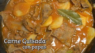 Como hacer CARNE GUISADA CON PAPAS Receta facil video 11 [upl. by Htebharas]