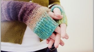 KNITTING TUTORIAL  FINGERLESS MITTENS [upl. by Ilahsiav]