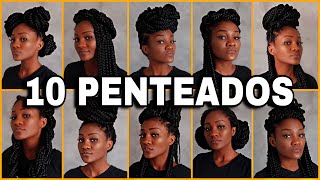 10 PENTEADOS PARA TRANÇAS BOX BRAIDS [upl. by Attelliw]