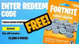 NEW FREE 13500 VBUCKS GIFT CARD REDEEM CODE GLITCH [upl. by Auehsoj]