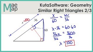 KutaSoftware Geometry Similar Right Triangles Part 2 [upl. by Llesirg]