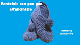 Pantofole con pon pon alluncinetto tutorial [upl. by Sargent]