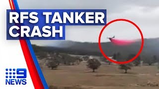 Final moments of air tanker which killed US firies  Nine News Australia [upl. by Boehike]