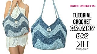 TUTORIAL BORSA UNCINETTO quotGRANNY BAGquot  Crochet pattern ● Katy Handmade [upl. by Eicram]