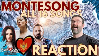 Montesong🇲🇪 All 16 Songs REACTION  Montenegro  Eurovision 2025 eurovision2025 [upl. by Akcebar651]