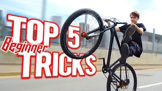 TOP 5 EASIEST WHEELIE TRICKS FOR BEGINNERS [upl. by Aerol]