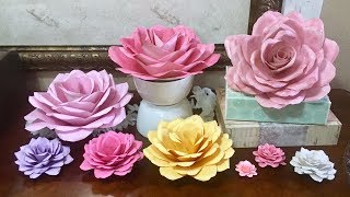 DIY Easy Paper Roses any size no templates needed [upl. by Thorma]