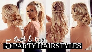 5 QUICK amp EASY PARTY HAIRSTYLES  HEATLESS [upl. by Terzas]