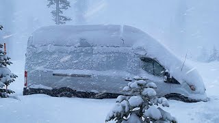 HEAVY SNOWSTORM Camping in a VAN  Blizzard Survival Winter Camping [upl. by Eyahs610]