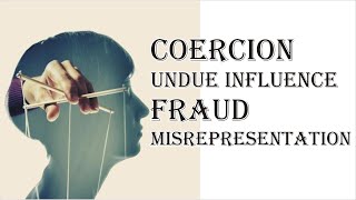 Coercion Undue Influence Fraud Misrepresentation  Indian Contract Act 1872  Law Guru [upl. by Lecram]