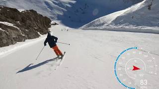 The Sarenne Alpe d’Huez 2019 in 4k skiing over 100 KPH longest black run in Europe [upl. by Nillor]