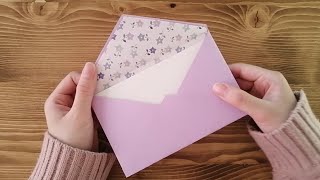 【型紙不要】画用紙一枚と折り紙で花柄の封筒の作り方🌼超簡単100均DIY◎ [upl. by Jahncke175]