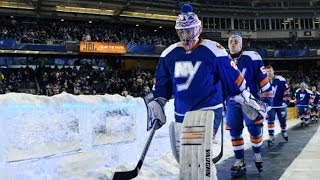 Rangers Islanders Enter Yankee Stadium Rink [upl. by Aisan]