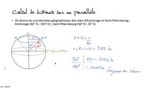 Calcul de longueurs sur la Terre latitude et longitude enseignement scientifique [upl. by Tivad597]