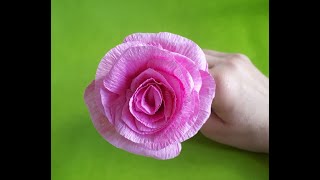 Cómo hacer Rosa de papel crepe fácil DIY Cómo hacer flores [upl. by Ennad]