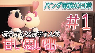 【あつ森アニメ】パンダ家族の日常1『 お父さんとお母さんの甘い思い出』 [upl. by Goodson123]