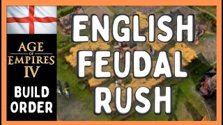 Aoe4  English Feudal Rush Build Order [upl. by Alyose]