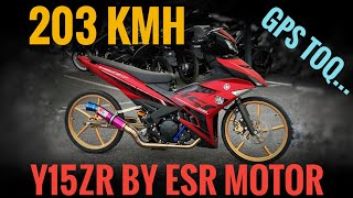 Y15ZR  TOP SPEED 203KMH GPS PALING LAJU TUNED BY ESR MOTOR [upl. by Ihsorih]