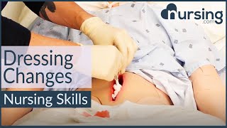 Dressing Changes  Wet to Dry Nursing Skills NURSINGcom [upl. by Ellerud830]