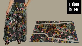 Very Easy Rushed Palazzo Trousers Cutting and Sewing  Tuğba İşler [upl. by Jaquelyn]