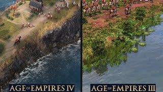 Age Of Empires IV vs Age Of Empires III DE  Comparison  Side by Side [upl. by Telocin479]