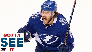 GOTTA SEE IT Brayden Point Scores In 5TH OVERTIME To Give Lightning Game 1 Win Over Blue Jackets [upl. by Airdnala]