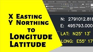 Convert AutoCAD Coordinates to Latitude and Longitude  N E to Lat Long  XY to Lat Long  UTM [upl. by Dorman]