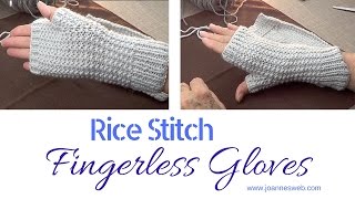 Rice Stitch Fingerless Gloves or Mittens  From Start to Finish Knitting [upl. by Anileve469]