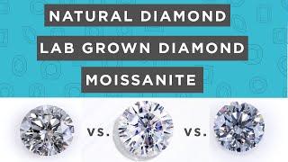 Moissanite v Natural Diamond v Lab Grown Diamond Comparing the difference in 2020 [upl. by Lamberto]