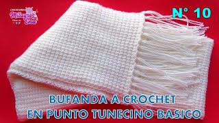 Como tejer la Bufanda N° 10 o chalina UNISEX a crochet o ganchillo en Punto Tunecino FÁCIL Y RÁPIDO [upl. by Mandle264]