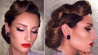 50s INSPIRED VINTAGE UPDO HAIRSTYLE TUTORIAL [upl. by Araht744]