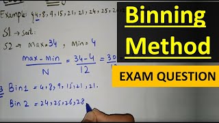 EXAM QUESTION  binning method in data mining in hindi urdu binning methods for data smoothing [upl. by Aitetel295]