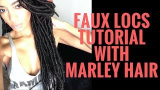 Loc Extensions with Marley Hair  Tutorial [upl. by Alliuqal]