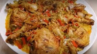 CUISSE DE POULET AU RIZ JAUNE FACILE CUISINE RAPIDE [upl. by Mecke]