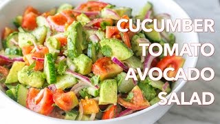 Salads Cucumber Tomato Avocado Salad Recipe  Natashas Kitchen [upl. by Akere]