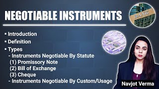 Negotiable Instruments  Types  Promissory Note  Bill of Exchange  Cheque [upl. by Llertal953]