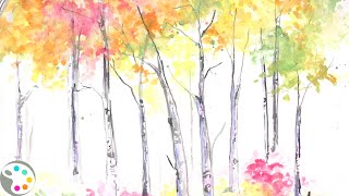 How to Paint Birch and Aspen Trees  in Watercolor [upl. by Coughlin]