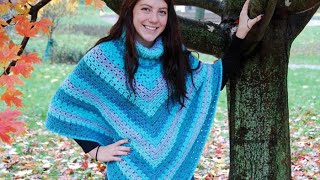 Crochet Turtle Neck Poncho  EASY  The Crochet Crowd [upl. by Nierman]