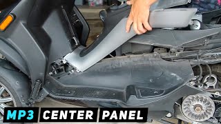 Piaggio MP3  Center Panel Removal  Mitchs Scooter Stuff [upl. by Beare]