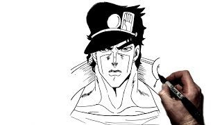 How to Draw Jotaro  Step By Step  JoJos Bizarre Adventure [upl. by Jaquenette]