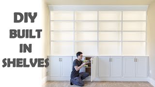 DIY Built In Shelves Library Cabinets [upl. by Blondie]