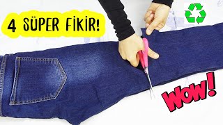 PANTOLONDAN İNANILMAZ GERİ DÖNÜŞÜM FİKİRLERİ Pantolonların Dönüşümü Recycling Of Jeans  DIY Idea [upl. by Mariam]