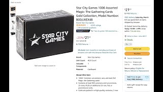 Star City Games  1000 Magic the Gathering Assorted Cards  Unboxing Amazon by Near Mint MTG [upl. by Eibbob]