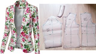 How to draft Womens Jacket Blazer  NotchedCollar Jacket  Pattern drafting [upl. by Yks]