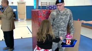 Soldier surprises little sister at school [upl. by Eimarrej]